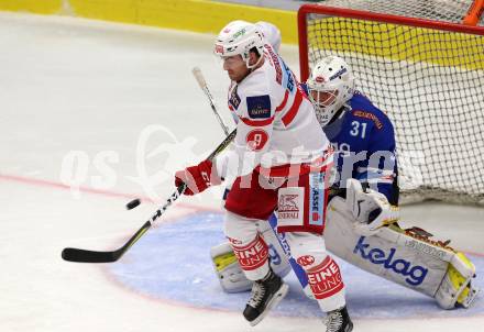 EBEL. Eishockey Bundesliga. EC VSV gegen KAC. David Kickert,  (VSV), Matthew Neal (KAC). Villach, am 19.9.2017.
Foto: Kuess 


---
pressefotos, pressefotografie, kuess, qs, qspictures, sport, bild, bilder, bilddatenbank