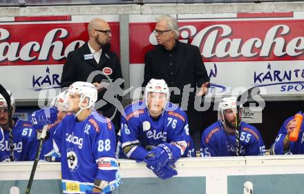 EBEL. Eishockey Bundesliga. EC VSV gegen KAC. Co Trainer Markus Peintner, Trainer Greg Holst (VSV). Villach, am 19.9.2017.
Foto: Kuess 


---
pressefotos, pressefotografie, kuess, qs, qspictures, sport, bild, bilder, bilddatenbank