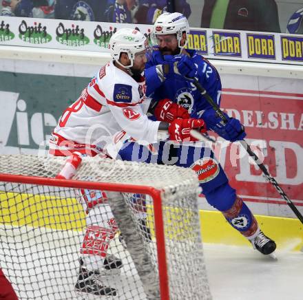 EBEL. Eishockey Bundesliga. EC VSV gegen KAC. Nikolas Petrik,  (VSV), Martin Schumnig (KAC). Villach, am 19.9.2017.
Foto: Kuess 


---
pressefotos, pressefotografie, kuess, qs, qspictures, sport, bild, bilder, bilddatenbank