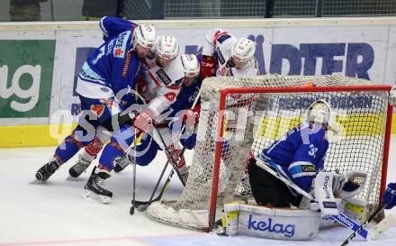 EBEL. Eishockey Bundesliga. EC VSV gegen KAC. Dave Shields, Jordan Hickmott, David Kickert (VSV), Patrick Harand, Marco Richter (KAC). Villach, am 19.9.2017.
Foto: Kuess 


---
pressefotos, pressefotografie, kuess, qs, qspictures, sport, bild, bilder, bilddatenbank