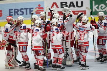 EBEL. Eishockey Bundesliga. EC VSV gegen KAC. Jubel (KAC). Villach, am 19.9.2017.
Foto: Kuess 


---
pressefotos, pressefotografie, kuess, qs, qspictures, sport, bild, bilder, bilddatenbank