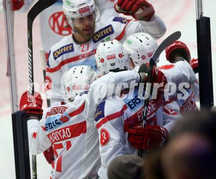 EBEL. Eishockey Bundesliga. EC VSV gegen KAC.  Torjubel  (KAC). Villach, am 19.9.2017.
Foto: Kuess 


---
pressefotos, pressefotografie, kuess, qs, qspictures, sport, bild, bilder, bilddatenbank