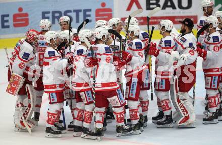 EBEL. Eishockey Bundesliga. EC VSV gegen KAC. Jubel (KAC). Villach, am 19.9.2017.
Foto: Kuess 


---
pressefotos, pressefotografie, kuess, qs, qspictures, sport, bild, bilder, bilddatenbank