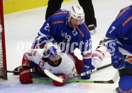 EBEL. Eishockey Bundesliga. EC VSV gegen EC Red Bull Salzburg. Markus Schlacher, (VSV), Michael Schiechl (Salzburg). Villach, am 21.9.2017.
Foto: Kuess 


---
pressefotos, pressefotografie, kuess, qs, qspictures, sport, bild, bilder, bilddatenbank