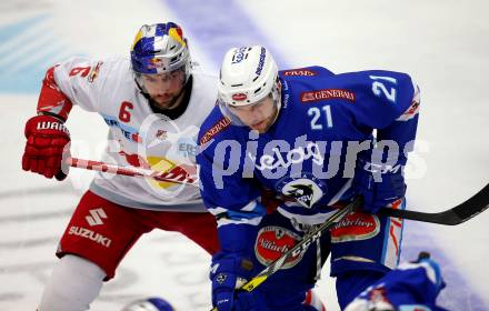 EBEL. Eishockey Bundesliga. EC VSV gegen EC Red Bull Salzburg. Benjamin Petrik, (VSV), Alexander Pallestrang (Salzburg). Villach, am 21.9.2017.
Foto: Kuess 


---
pressefotos, pressefotografie, kuess, qs, qspictures, sport, bild, bilder, bilddatenbank