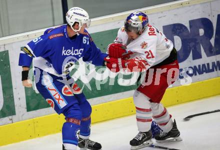 EBEL. Eishockey Bundesliga. EC VSV gegen EC Red Bull Salzburg. Rauferei Adis Alagic,  (VSV), Bobby Raymond (Salzburg). Villach, am 21.9.2017.
Foto: Kuess 


---
pressefotos, pressefotografie, kuess, qs, qspictures, sport, bild, bilder, bilddatenbank