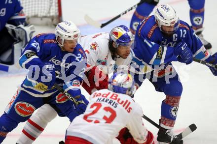 EBEL. Eishockey Bundesliga. EC VSV gegen EC Red Bull Salzburg. Nico Brunner, Nikolas Petrik (VSV), Thomas Raffl (Salzburg). Villach, am 21.9.2017.
Foto: Kuess 


---
pressefotos, pressefotografie, kuess, qs, qspictures, sport, bild, bilder, bilddatenbank