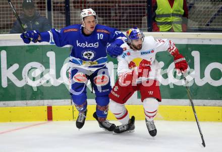 EBEL. Eishockey Bundesliga. EC VSV gegen EC Red Bull Salzburg. Robert Flick,  (VSV), Brant Harris (Salzburg). Villach, am 21.9.2017.
Foto: Kuess 


---
pressefotos, pressefotografie, kuess, qs, qspictures, sport, bild, bilder, bilddatenbank