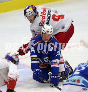 EBEL. Eishockey Bundesliga. EC VSV gegen EC Red Bull Salzburg. Nico Brunner, (VSV), Alexander Rauchenwald (Salzburg). Villach, am 21.9.2017.
Foto: Kuess 


---
pressefotos, pressefotografie, kuess, qs, qspictures, sport, bild, bilder, bilddatenbank