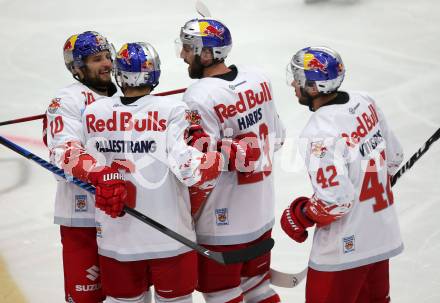 EBEL. Eishockey Bundesliga. EC VSV gegen EC Red Bull Salzburg. Torjubel Alexander Pallestrang, Layne Viveiros, Raphael Herburger, Brant Harris  (Salzburg). Villach, am 21.9.2017.
Foto: Kuess 


---
pressefotos, pressefotografie, kuess, qs, qspictures, sport, bild, bilder, bilddatenbank