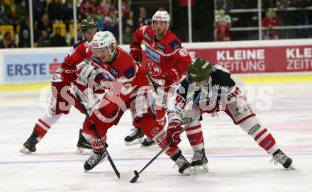 EBEL. Eishockey Bundesliga. KAC gegen HCB Suedtirol Alperia. Mannuel Ganahl,  (KAC), Dominic Monardo (Bozen). Klagenfurt, am 22.9.2017.
Foto: Kuess

---
pressefotos, pressefotografie, kuess, qs, qspictures, sport, bild, bilder, bilddatenbank