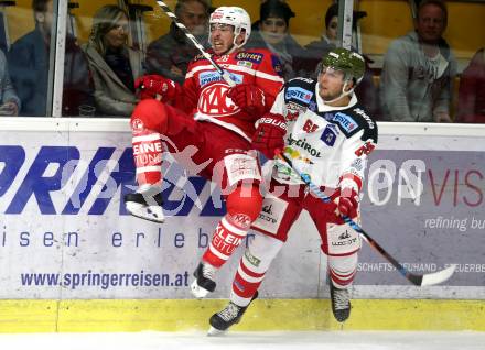 EBEL. Eishockey Bundesliga. KAC gegen HCB Suedtirol Alperia. Jonathan Rheault, (KAC), Michele Marchetti  (Bozen). Klagenfurt, am 22.9.2017.
Foto: Kuess

---
pressefotos, pressefotografie, kuess, qs, qspictures, sport, bild, bilder, bilddatenbank