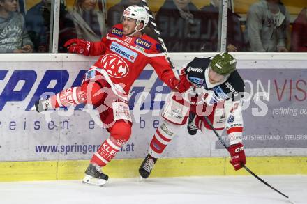 EBEL. Eishockey Bundesliga. KAC gegen HCB Suedtirol Alperia. Jonathan Rheault, (KAC), Michele Marchetti  (Bozen). Klagenfurt, am 22.9.2017.
Foto: Kuess

---
pressefotos, pressefotografie, kuess, qs, qspictures, sport, bild, bilder, bilddatenbank