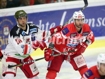 EBEL. Eishockey Bundesliga. KAC gegen HCB Suedtirol Alperia. David Joseph Fischer, (KAC), Michael Angelidis (Bozen). Klagenfurt, am 22.9.2017.
Foto: Kuess

---
pressefotos, pressefotografie, kuess, qs, qspictures, sport, bild, bilder, bilddatenbank