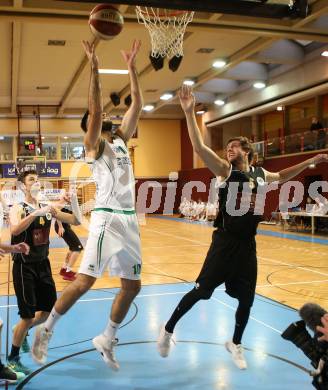 Basketball 2. Bundesliga. Grunddurchgang. 1. Runde. KOS Celovec gegen Woerthersee Piraten. Marin Sliskovic, (KOS), Alexander Della Schiava (Piraten). Klagenfurt, am 23.9.2017.
Foto: Kuess
---
pressefotos, pressefotografie, kuess, qs, qspictures, sport, bild, bilder, bilddatenbank