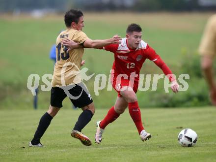 Fussball. Kaerntner Liga. Koettmannsdorf gegen KAC 1909. Philipp Gatti (Koettmannsdorf), Markus Pavic (KAC). Koettmannsdorf, 24.9.2017.
Foto: Kuess
---
pressefotos, pressefotografie, kuess, qs, qspictures, sport, bild, bilder, bilddatenbank