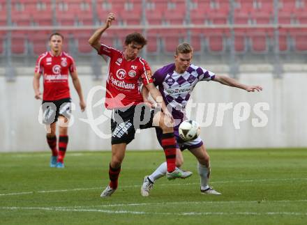 Fussball. Regionalliga. SK Austria Klagenfurt gegen SC Copacabana Kalsdorf. Thomas Hirschhofer (Austria Klagenfurt), Pascal Michael Zisser (Kalsdorf). Klagenfurt, 23.9.2017.
Foto: Kuess
---
pressefotos, pressefotografie, kuess, qs, qspictures, sport, bild, bilder, bilddatenbank