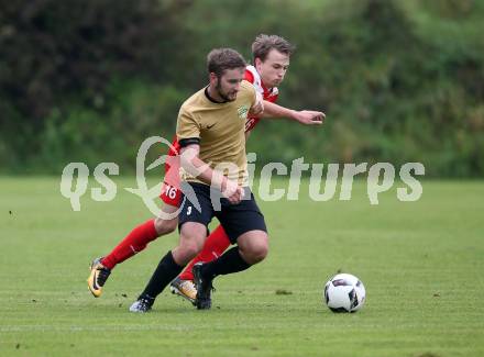 Fussball. Kaerntner Liga. Koettmannsdorf gegen KAC 1909. Fabian Janschitz (Koettmannsdorf), Tobias Alexander Schaflechner  (KAC). Koettmannsdorf, 24.9.2017.
Foto: Kuess
---
pressefotos, pressefotografie, kuess, qs, qspictures, sport, bild, bilder, bilddatenbank