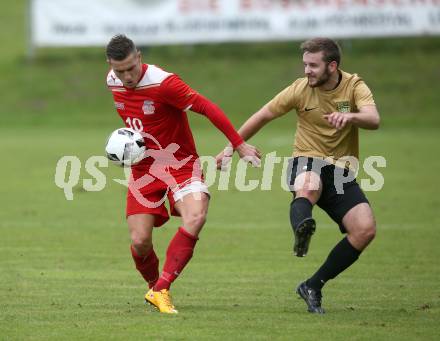 Fussball. Kaerntner Liga. Koettmannsdorf gegen KAC 1909. Fabian Janschitz (Koettmannsdorf), Robert Matic (KAC). Koettmannsdorf, 24.9.2017.
Foto: Kuess
---
pressefotos, pressefotografie, kuess, qs, qspictures, sport, bild, bilder, bilddatenbank