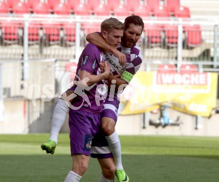 Fussball. Regionalliga. SK Austria Klagenfurt gegen SC Copacabana Kalsdorf. Torjubel Sandro Zakany, Thomas Hirschhofer (Austria Klagenfurt). Klagenfurt, 23.9.2017.
Foto: Kuess
---
pressefotos, pressefotografie, kuess, qs, qspictures, sport, bild, bilder, bilddatenbank