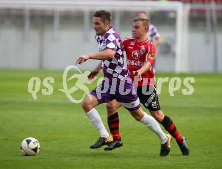 Fussball. Regionalliga. SK Austria Klagenfurt gegen SC Copacabana Kalsdorf. Julian Salentinig (Austria Klagenfurt), Jan Ulrich (Kalsdorf). Klagenfurt, 23.9.2017.
Foto: Kuess
---
pressefotos, pressefotografie, kuess, qs, qspictures, sport, bild, bilder, bilddatenbank