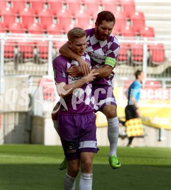 Fussball. Regionalliga. SK Austria Klagenfurt gegen SC Copacabana Kalsdorf. Torjubel Sandro Zakany, Thomas Hirschhofer (Austria Klagenfurt). Klagenfurt, 23.9.2017.
Foto: Kuess
---
pressefotos, pressefotografie, kuess, qs, qspictures, sport, bild, bilder, bilddatenbank