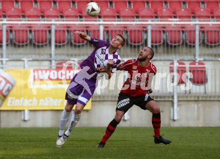 Fussball. Regionalliga. SK Austria Klagenfurt gegen SC Copacabana Kalsdorf. Thomas Hirschhofer (Austria Klagenfurt),  Sandro Skurla (Kalsdorf). Klagenfurt, 23.9.2017.
Foto: Kuess
---
pressefotos, pressefotografie, kuess, qs, qspictures, sport, bild, bilder, bilddatenbank