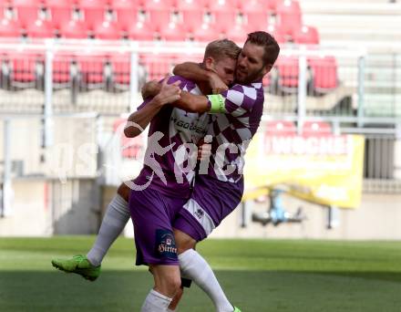 Fussball. Regionalliga. SK Austria Klagenfurt gegen SC Copacabana Kalsdorf. Torjubel Sandro Zakany, Thomas Hirschhofer (Austria Klagenfurt). Klagenfurt, 23.9.2017.
Foto: Kuess
---
pressefotos, pressefotografie, kuess, qs, qspictures, sport, bild, bilder, bilddatenbank
