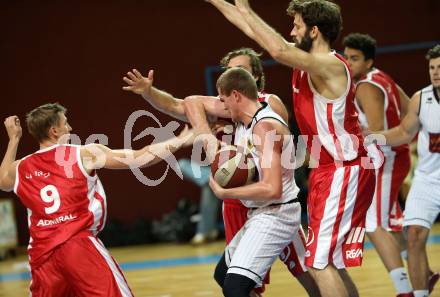 Basketball 2. Bundesliga. Grunddurchgang. 2. Runde. Woerthersee Piraten gegen St. Poelten Dragons. Ian Moschik (Piraten), Roman Jagsch, Florian Poecksteiner, Denis Soldo (St. Poelten). Klagenfurt, am 30.9.2017.
Foto: Kuess
---
pressefotos, pressefotografie, kuess, qs, qspictures, sport, bild, bilder, bilddatenbank