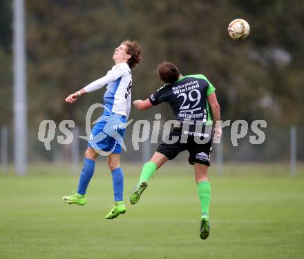 Fussball. Kaerntner Liga. Kraig gegen Feldkirchen. Michael Salbrechter (Kraig), Christoph Freithofnig (Feldkirchen), Kraig, 30.9.2017.
Foto: Kuess
---
pressefotos, pressefotografie, kuess, qs, qspictures, sport, bild, bilder, bilddatenbank