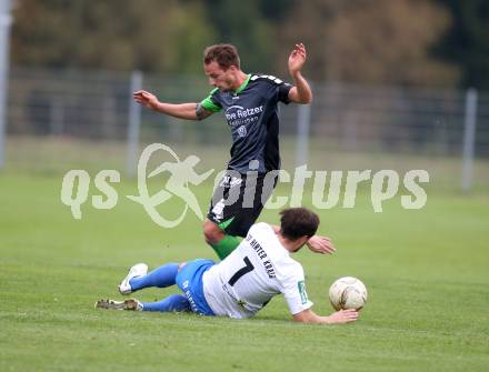 Fussball. Kaerntner Liga. Kraig gegen Feldkirchen. Bernhard Ruediger Kitz (Kraig), Michael Kulnik (Feldkirchen), Kraig, 30.9.2017.
Foto: Kuess
---
pressefotos, pressefotografie, kuess, qs, qspictures, sport, bild, bilder, bilddatenbank