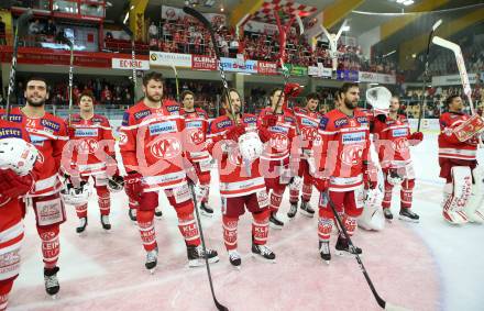 EBEL. Eishockey Bundesliga. KAC gegen 	HC TWK Innsbruck. Jubel KAC. Klagenfurt, am 1.10.2017.
Foto: Kuess

---
pressefotos, pressefotografie, kuess, qs, qspictures, sport, bild, bilder, bilddatenbank