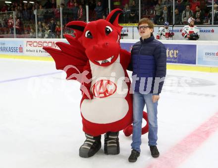 EBEL. Eishockey Bundesliga. KAC gegen 	HC TWK Innsbruck. Maskottchen Lindi (KAC). Klagenfurt, am 1.10.2017.
Foto: Kuess

---
pressefotos, pressefotografie, kuess, qs, qspictures, sport, bild, bilder, bilddatenbank