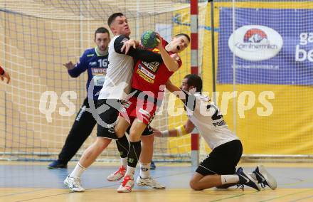 HLA. Handball Liga Austria SC Ferlach gegen UHK Krems. Marek Pales, Dean Pomorisac (Ferlach), Gunnar Prokop (Krems). Ferlach, am 3.10.2017.
Foto: Kuess
---
pressefotos, pressefotografie, kuess, qs, qspictures, sport, bild, bilder, bilddatenbank