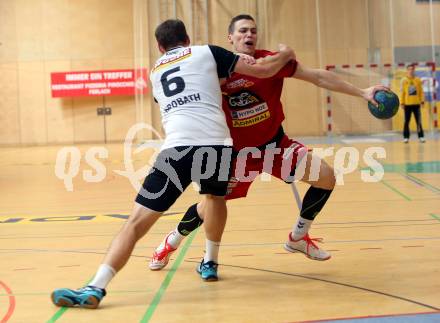 HLA. Handball Liga Austria SC Ferlach gegen UHK Krems. Leander Krobath, (Ferlach), Gunnar Prokop (Krems). Ferlach, am 3.10.2017.
Foto: Kuess
---
pressefotos, pressefotografie, kuess, qs, qspictures, sport, bild, bilder, bilddatenbank
