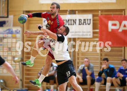 HLA. Handball Liga Austria SC Ferlach gegen UHK Krems. Boris Vodisek, (Ferlach), Sebastian Feichtinger (Krems). Ferlach, am 3.10.2017.
Foto: Kuess
---
pressefotos, pressefotografie, kuess, qs, qspictures, sport, bild, bilder, bilddatenbank