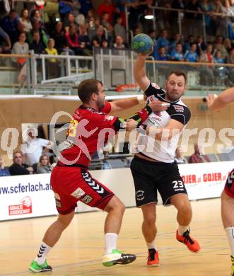 HLA. Handball Liga Austria SC Ferlach gegen UHK Krems. Boris Vodisek  (Ferlach),  Sebastian Feichtinger (Krems). Ferlach, am 3.10.2017.
Foto: Kuess
---
pressefotos, pressefotografie, kuess, qs, qspictures, sport, bild, bilder, bilddatenbank