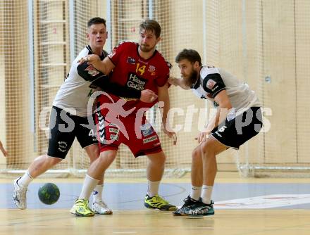 HLA. Handball Liga Austria SC Ferlach gegen UHK Krems. Marek Pales, Leander Krobath (Ferlach), Fabian Posch (Krems). Ferlach, am 3.10.2017.
Foto: Kuess
---
pressefotos, pressefotografie, kuess, qs, qspictures, sport, bild, bilder, bilddatenbank