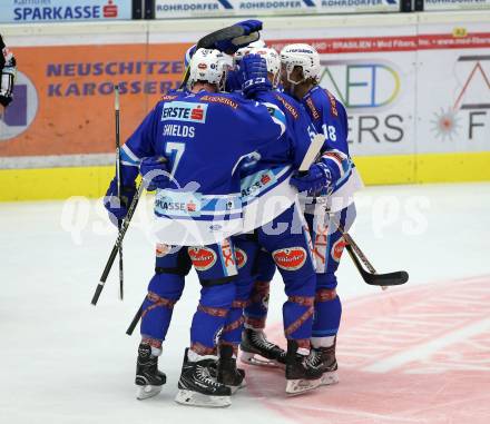EBEL. Eishockey Bundesliga. EC VSV gegen HCB Suedtirol Alperia. Torjubel Valentin Leiler (VSV). Villach, am 6.10.2017.
Foto: Kuess 


---
pressefotos, pressefotografie, kuess, qs, qspictures, sport, bild, bilder, bilddatenbank