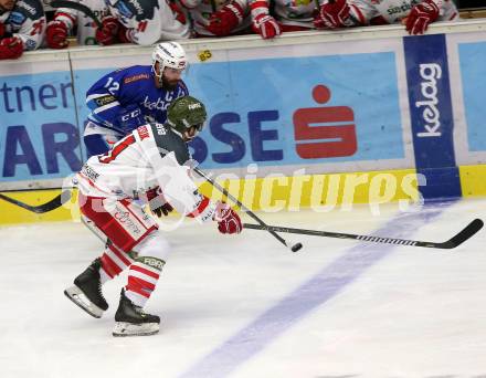 EBEL. Eishockey Bundesliga. EC VSV gegen HCB Suedtirol Alperia. Nikolas Petrik, (VSV), Travis Oleksuk (Bozen). Villach, am 6.10.2017.
Foto: Kuess 


---
pressefotos, pressefotografie, kuess, qs, qspictures, sport, bild, bilder, bilddatenbank