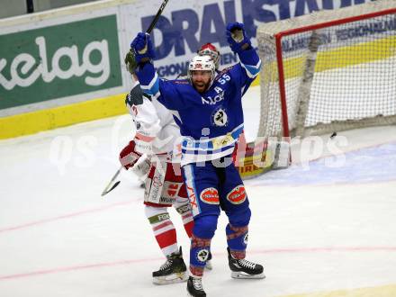 EBEL. Eishockey Bundesliga. EC VSV gegen HCB Suedtirol Alperia. Torjubel Andrew Sarauer (VSV). Villach, am 6.10.2017.
Foto: Kuess 


---
pressefotos, pressefotografie, kuess, qs, qspictures, sport, bild, bilder, bilddatenbank