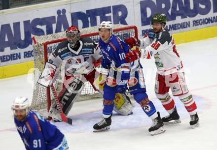 EBEL. Eishockey Bundesliga. EC VSV gegen HCB Suedtirol Alperia. Robert Flick, (VSV), Stefano Marchetti, Jacob Smith (Bozen). Villach, am 6.10.2017.
Foto: Kuess 


---
pressefotos, pressefotografie, kuess, qs, qspictures, sport, bild, bilder, bilddatenbank