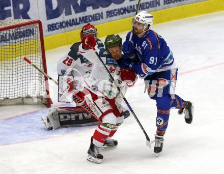 EBEL. Eishockey Bundesliga. EC VSV gegen HCB Suedtirol Alperia. Miha Verlic, (VSV), Charles Gartner (Bozen). Villach, am 6.10.2017.
Foto: Kuess 


---
pressefotos, pressefotografie, kuess, qs, qspictures, sport, bild, bilder, bilddatenbank