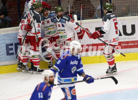 EBEL. Eishockey Bundesliga. EC VSV gegen HCB Suedtirol Alperia. Torjubel   (Bozen). Villach, am 6.10.2017.
Foto: Kuess 


---
pressefotos, pressefotografie, kuess, qs, qspictures, sport, bild, bilder, bilddatenbank