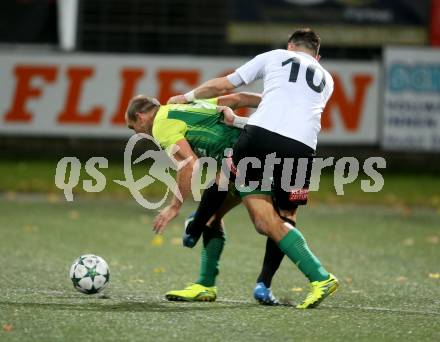 Fussball. Kaerntner Liga. Spittal gegen FC Lendorf. 	Arnes Besic (Spittal), Martin Morgenstern (Lendorf). Spittal, 6.10.2017.
Foto: Kuess
---
pressefotos, pressefotografie, kuess, qs, qspictures, sport, bild, bilder, bilddatenbank