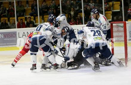 EBEL. Eishockey Bundesliga. KAC gegen 	Fehervar AV 19. Thomas Hundertpfund (KAC), Jeff Lovecchio, Antonin Manvian, Miklos Rajna, Daniel Szabo, Arttu Luttinen (Alba Volan). Klagenfurt, am 8.10.2017.
Foto: Kuess

---
pressefotos, pressefotografie, kuess, qs, qspictures, sport, bild, bilder, bilddatenbank
