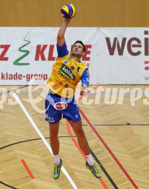 AVL. Volleyball. Volley League Men. SK Posojilnica Aich Dob gegen VBK Woerthersee Loewen Klagenfurt. Michal Hruska (Klagenfurt). Bleiburg, am 11.10.2017.
Foto: Kuess
---
pressefotos, pressefotografie, kuess, qs, qspictures, sport, bild, bilder, bilddatenbank
