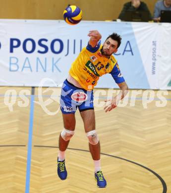AVL. Volleyball. Volley League Men. SK Posojilnica Aich Dob gegen VBK Woerthersee Loewen Klagenfurt. Lukasz Wiese (Aich Dob). Bleiburg, am 11.10.2017.
Foto: Kuess
---
pressefotos, pressefotografie, kuess, qs, qspictures, sport, bild, bilder, bilddatenbank