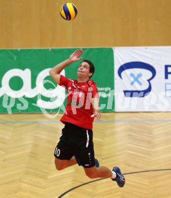 AVL. Volleyball. Volley League Men. SK Posojilnica Aich Dob gegen VBK Woerthersee Loewen Klagenfurt.  Simon Baldauf (Klagenfurt). Bleiburg, am 11.10.2017.
Foto: Kuess
---
pressefotos, pressefotografie, kuess, qs, qspictures, sport, bild, bilder, bilddatenbank