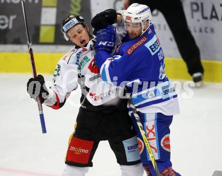 EBEL. Eishockey Bundesliga. EC VSV gegen HC Orli Znojmo. Ryan Glenn, (VSV), Erik Nemec (Znojmo). Villach, am 12.10.2017.
Foto: Kuess 


---
pressefotos, pressefotografie, kuess, qs, qspictures, sport, bild, bilder, bilddatenbank